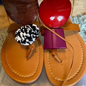 ZARA LEATHER FLAT SANDALS WITH CONTRAST PIECES